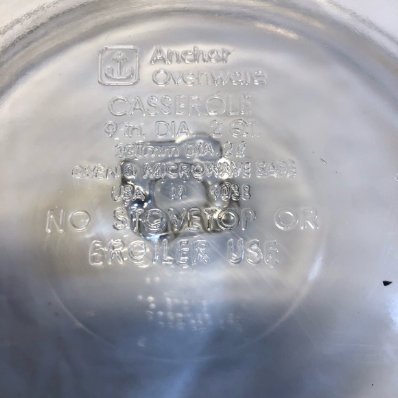 Vintage Anchor Ovenware 2 qt Covered Casserole Baking Bowl Clear Large with Lid - Picture 8 of 12